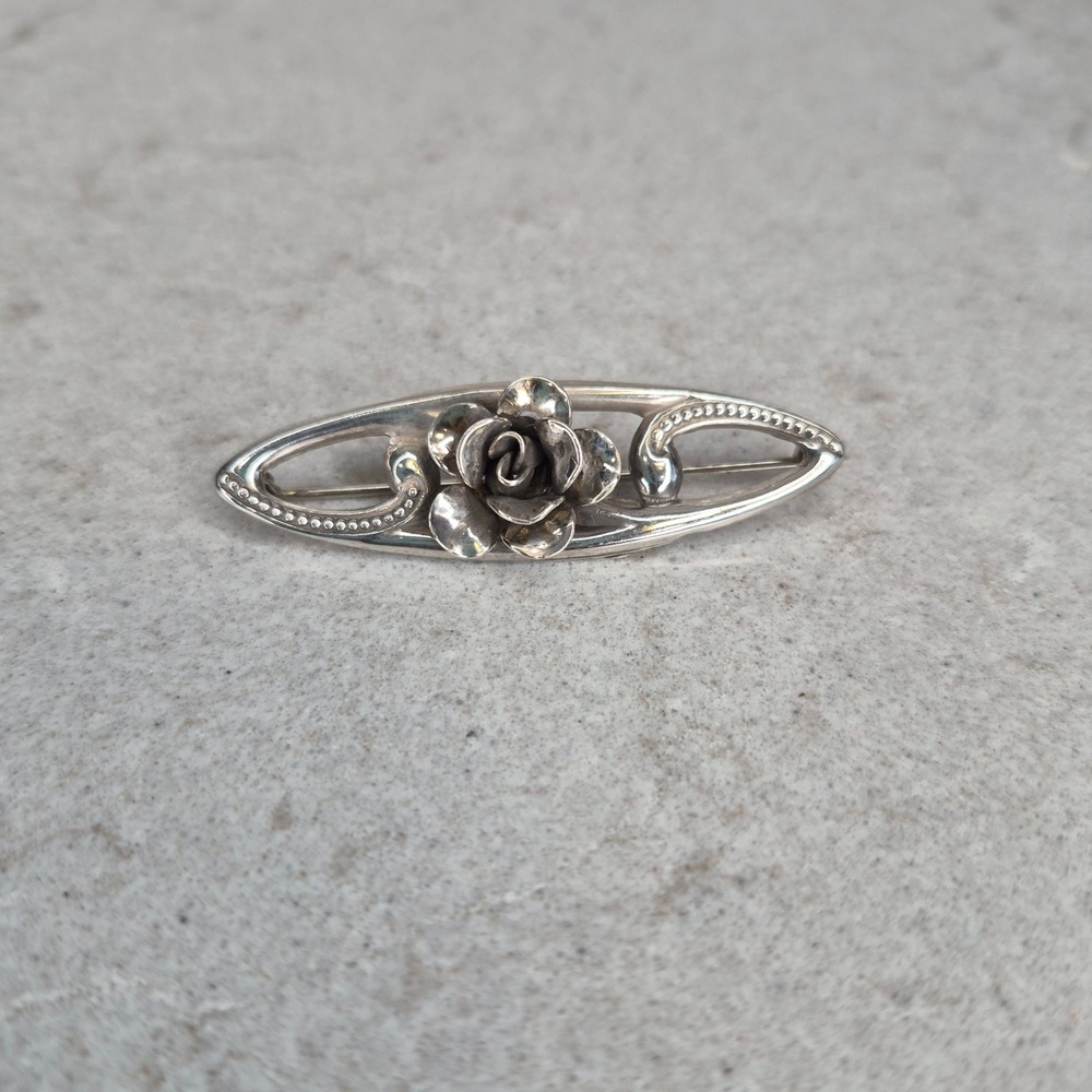 Jewelart Brooch Sterling Silver‎ Rose Flower OS Silver Womens